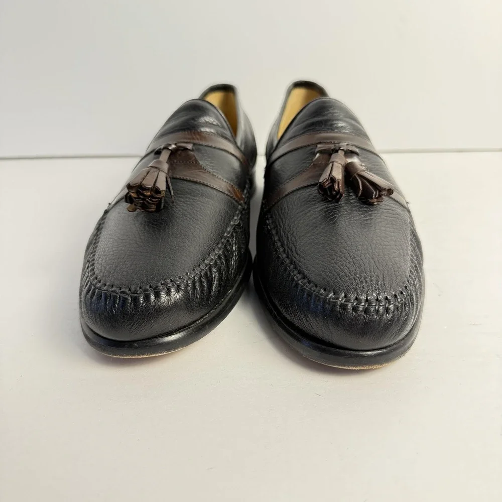 Mezlan Sierra Shoes Mens Size 12‎ Black Brown Leather Dress Tassel Loafers Spain